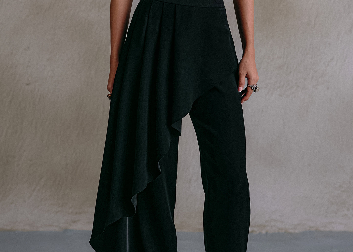 Pleated Asymmetric Pant