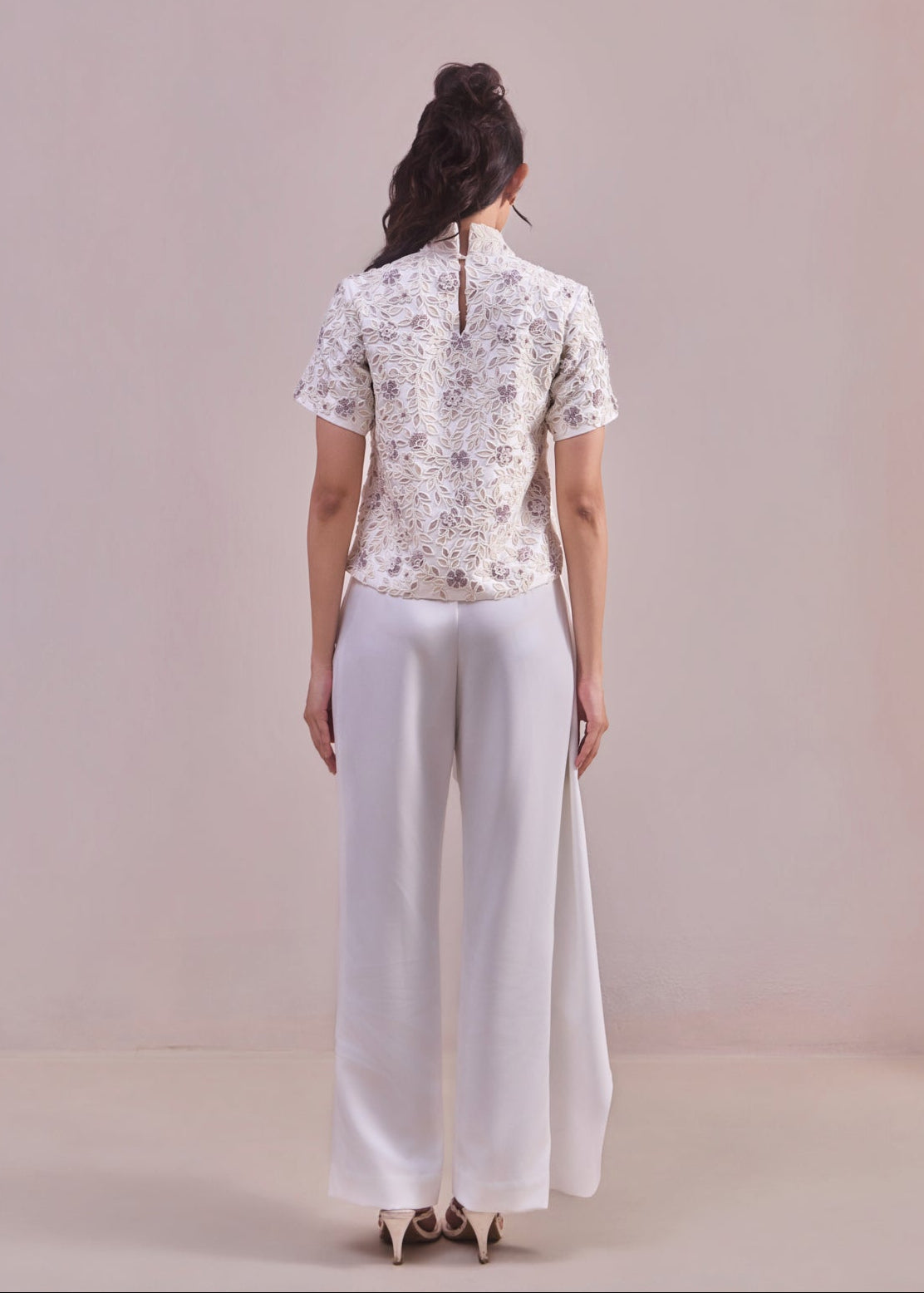 Pleated Asymmetric Pants (White)